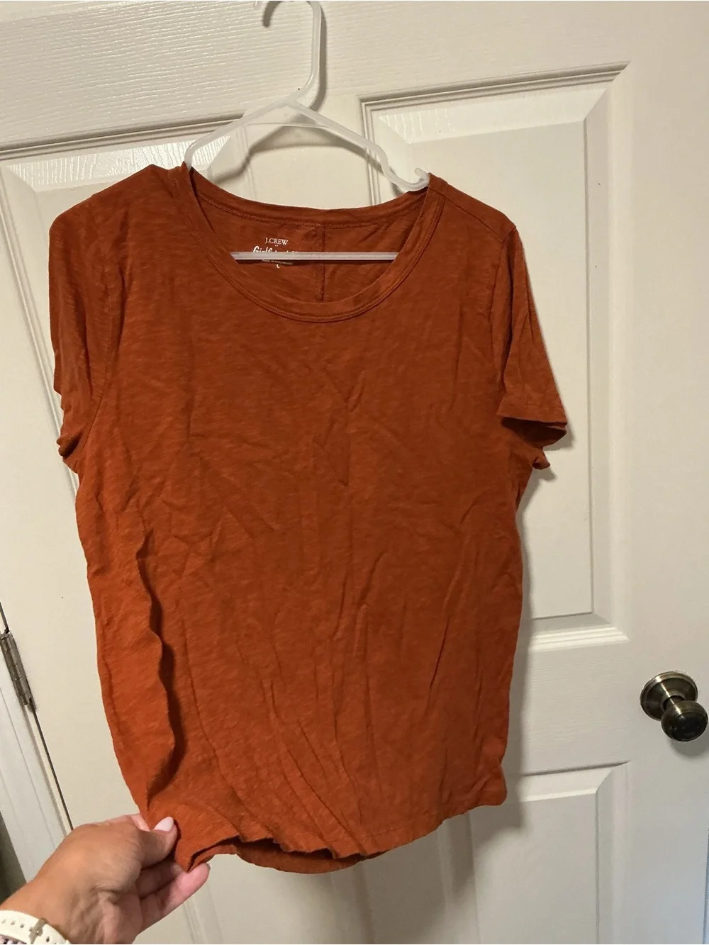 J.Crew Girlfriend Tee Large Burnt Orange 100% Cotton Crewneck T-Shirt